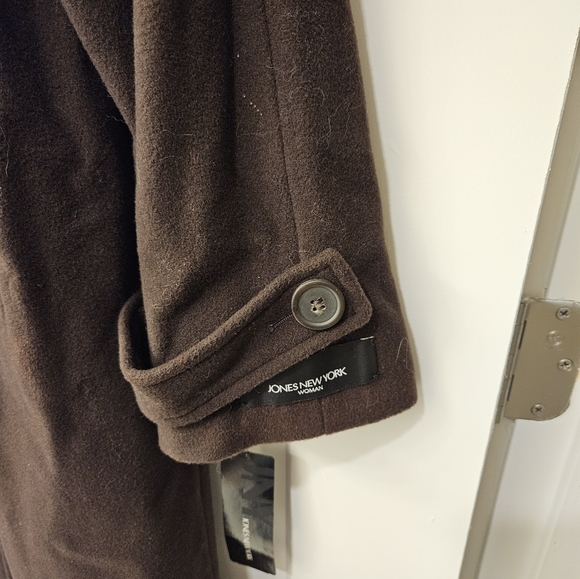 NWT - Jones New York - Wool Blend Long Winter Coat - Size 16W - Brown - Picture 2 of 7